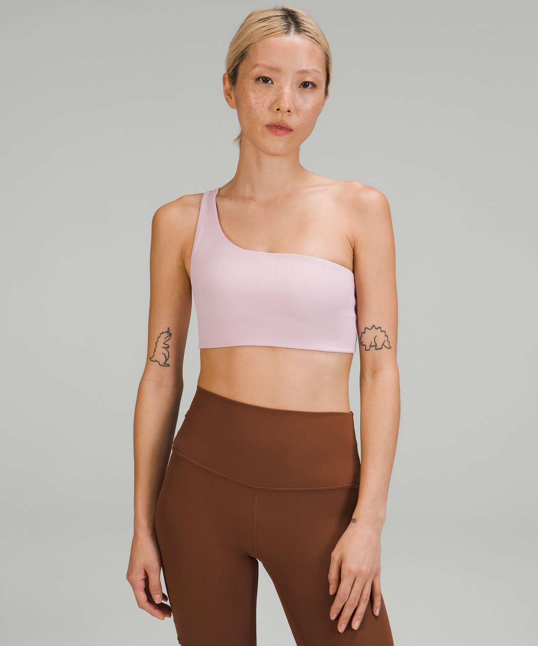 Lululemon Ribbed Nulu Asymmetrical Yoga Bra *Light Support, A/B Cup - Pink Peony