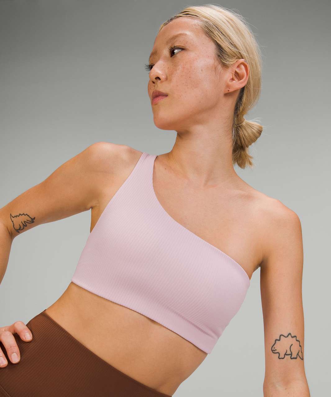 Lululemon Ribbed Nulu Asymmetrical Yoga Bra *Light Support, A/B Cup - Pink  Peony - lulu fanatics