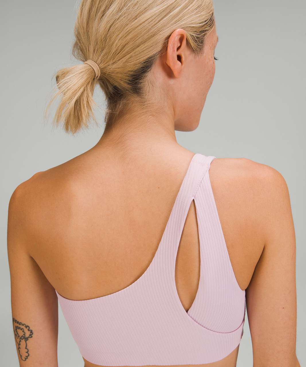 NEW Lululemon Ribbed Nulu Asymmetrical Yoga Bra Light Support A/B Pink  Peony 4-8