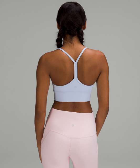 lululemon - Flow Y Adjustable Bra - Blue Linen on Designer Wardrobe