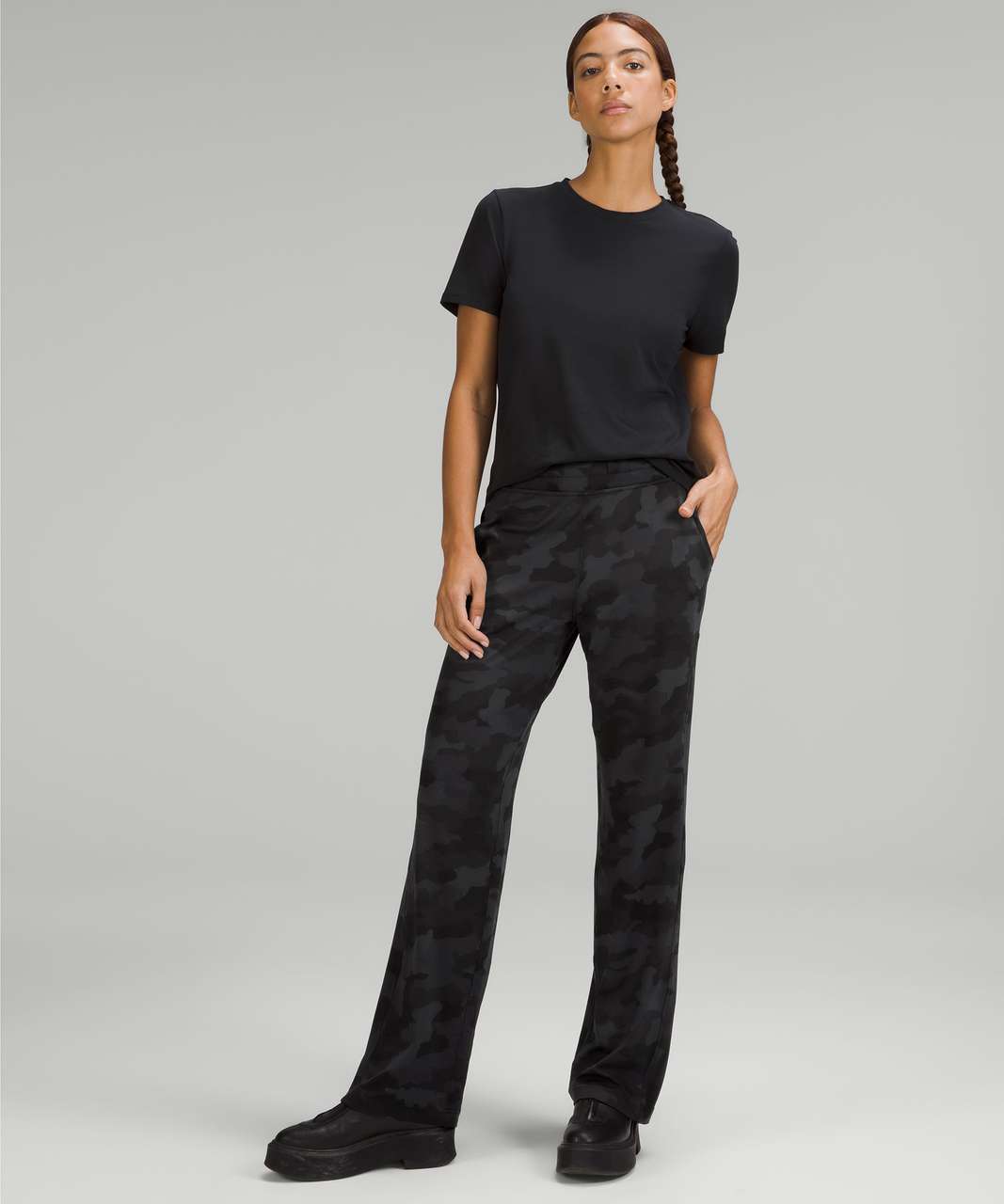 lululemon athletica, Pants & Jumpsuits, Lululemon 4 Runder Under Rulu  Pant Herringbone Black Grey Tight Legging Speed