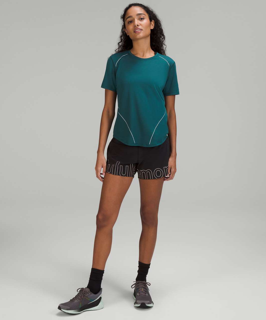 Lululemon High-Neck Running and Training Reflective T-Shirt - Green Jasper