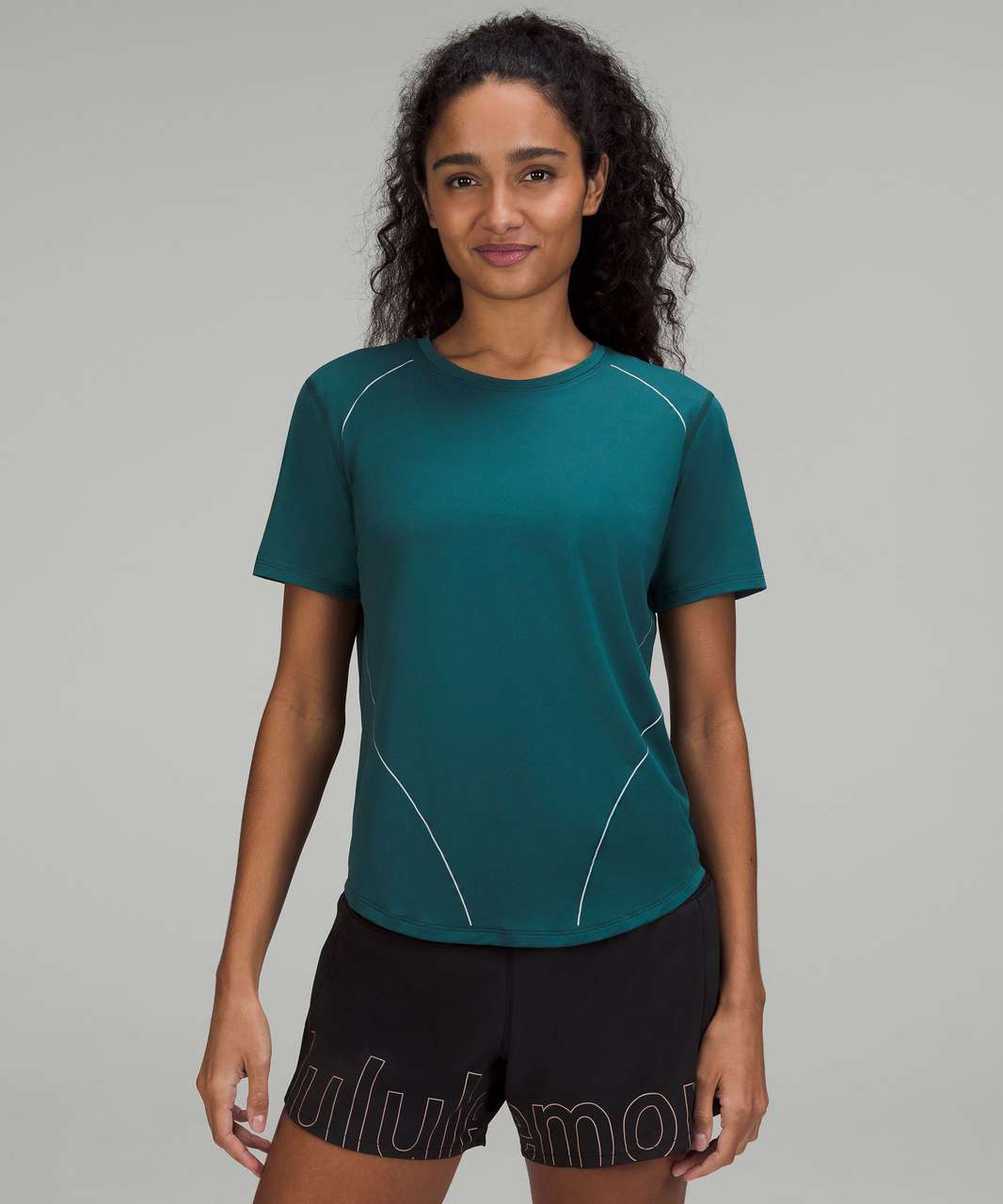 Lululemon High-Neck Running and Training Reflective T-Shirt - Green Jasper