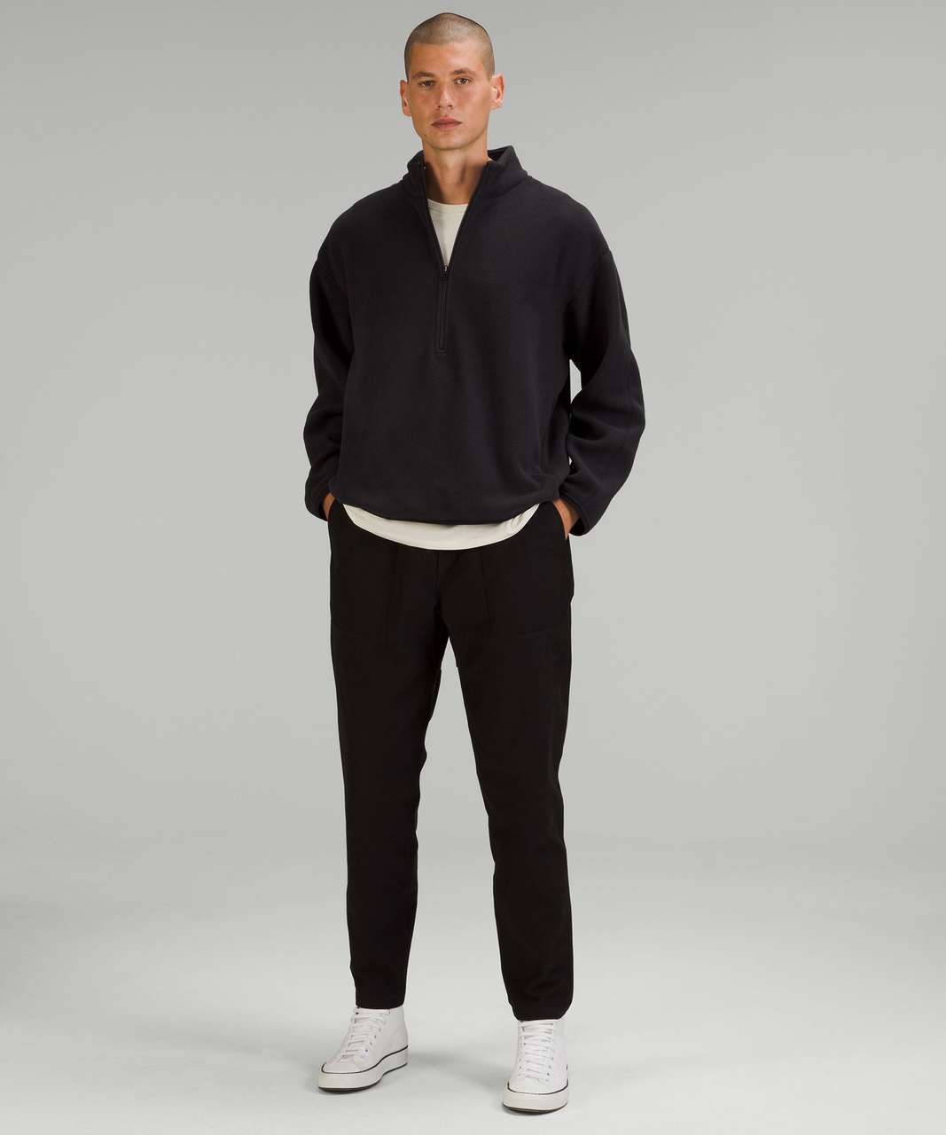 Fit Pic: Oversized Fleece Half Zip - Pomegranate (M); MVT Shirt - ELTU/OCNA  (M); LTT Jogger - Graphite Grey (S) : r/lululemon