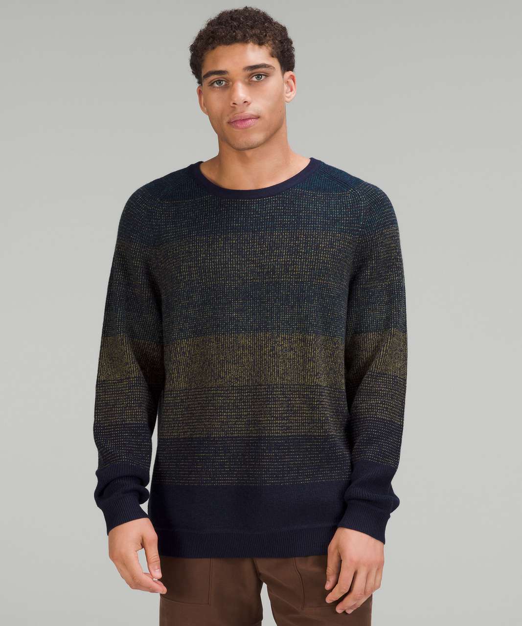 Lululemon Textured Knit Crewneck Sweater - Heathered True Navy / Heathered  Golden Sand / Heathered Green Jasper - lulu fanatics