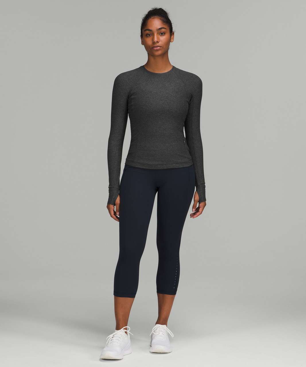 Lululemon Its Rulu Run Long Sleeve Shirt - Heathered Graphite Grey / Black