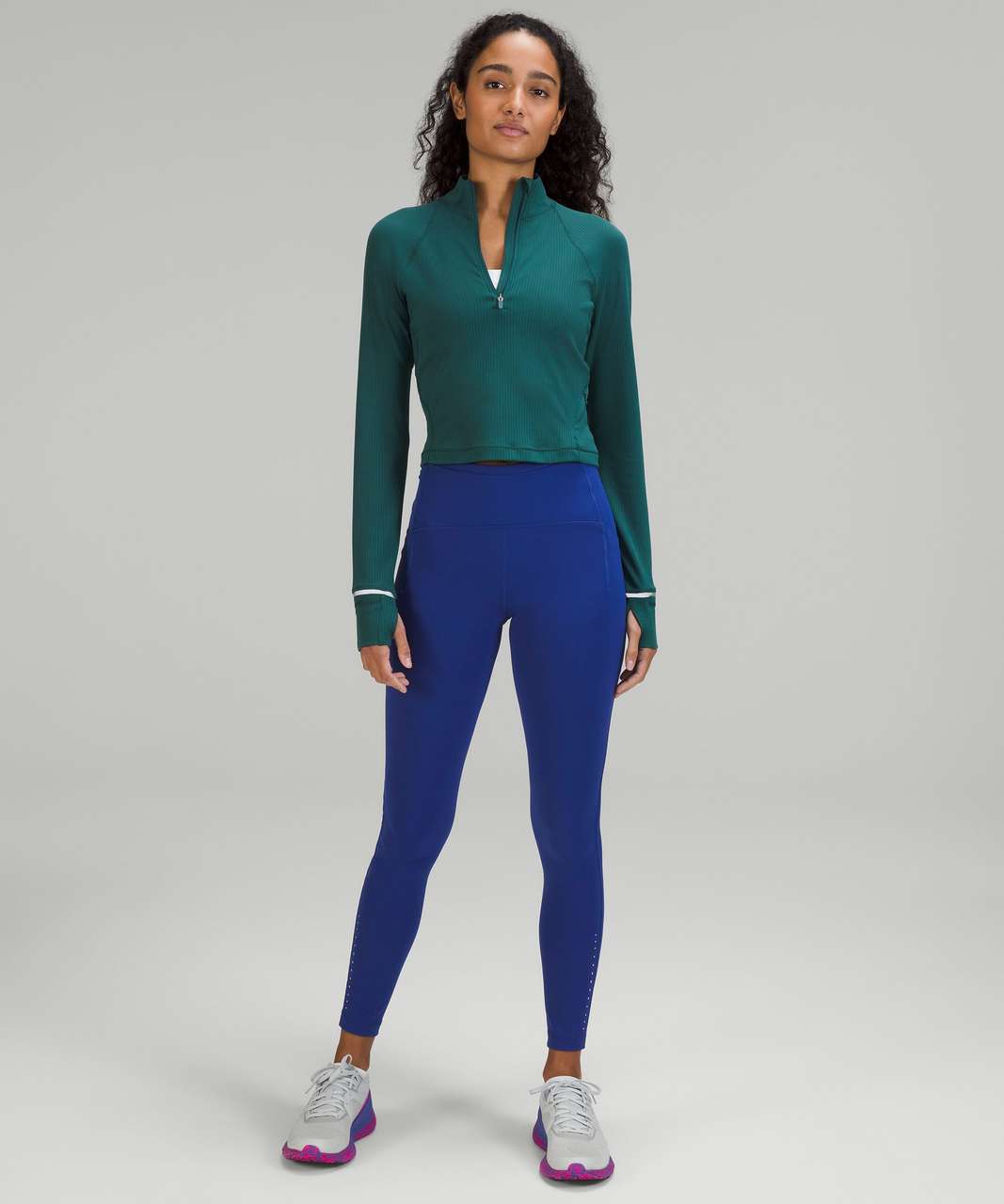 Lululemon Its Rulu Run Cropped Half Zip - Medium Forest - lulu fanatics