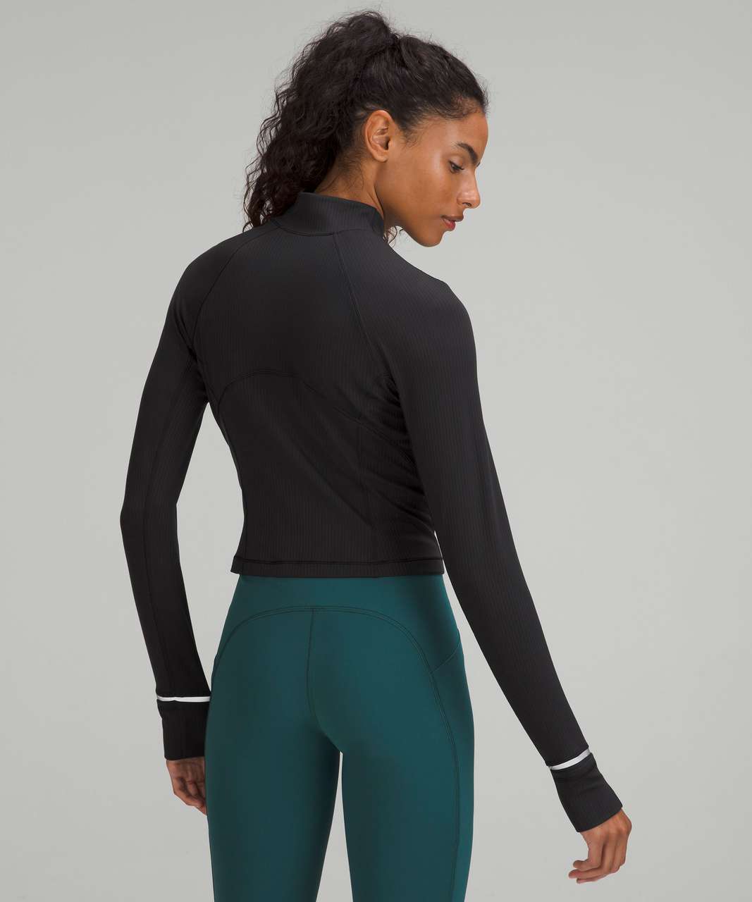 Lululemon Its Rulu Run Cropped Half Zip - Black