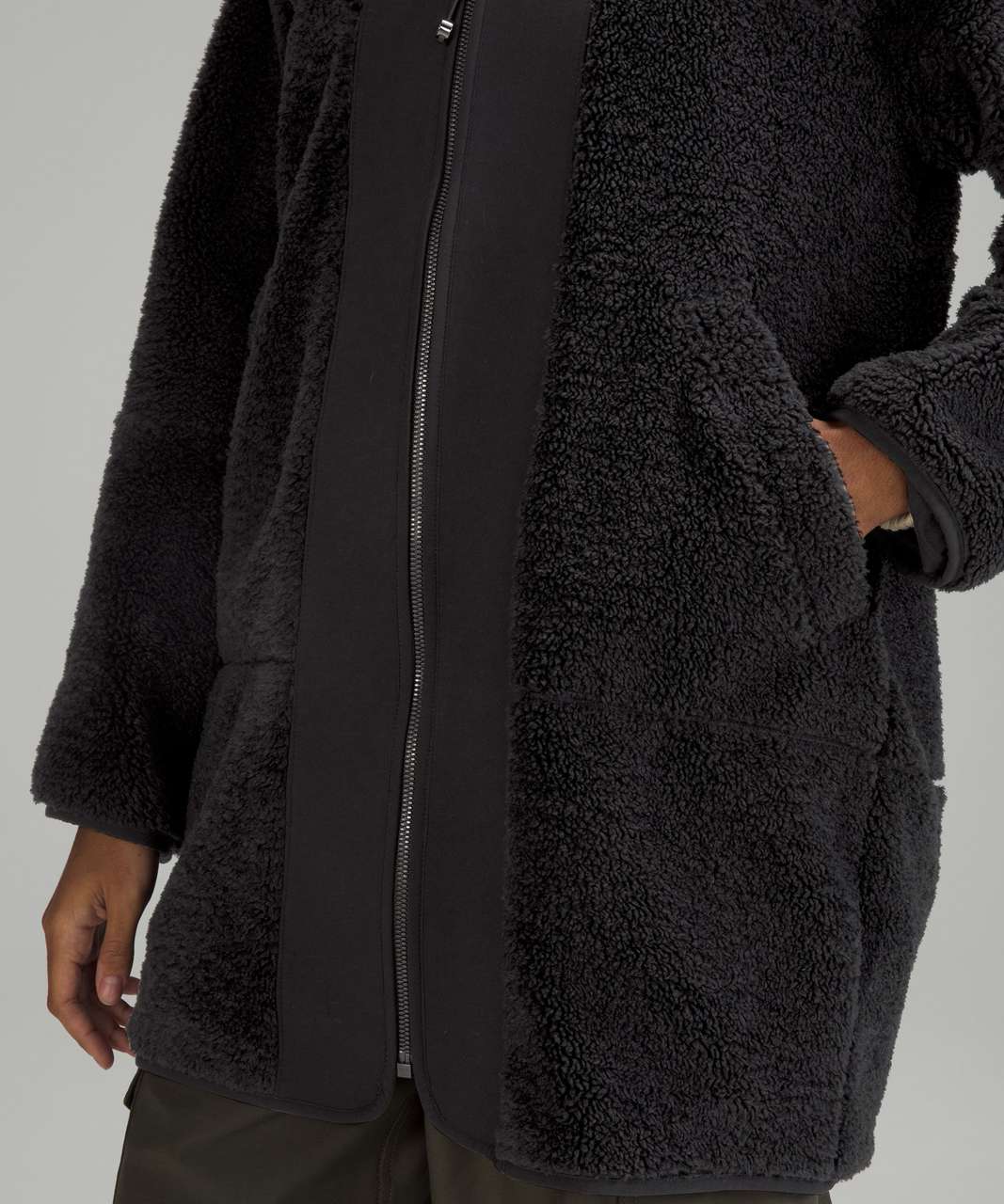 Lululemon Collarless Textured Fleece Full Zip - Black - lulu fanatics