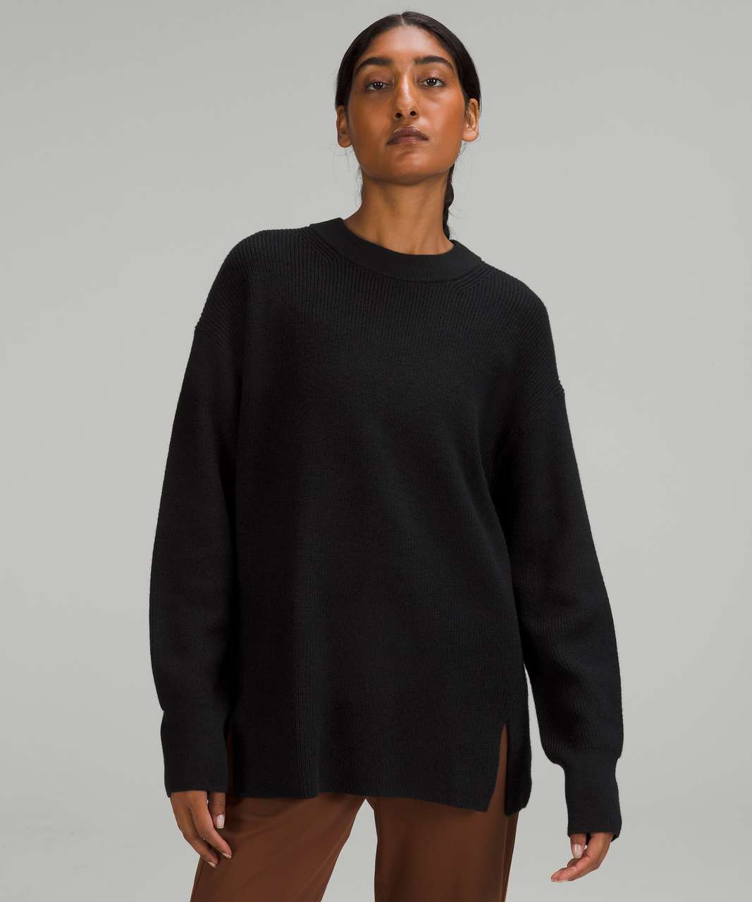 Lululemon Merino Wool-Blend Ribbed Crewneck Sweater - Black