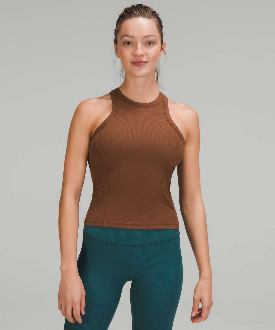 Lululemon Ribbed Nulu Racerback Yoga Tank Top - Roasted Brown - lulu  fanatics