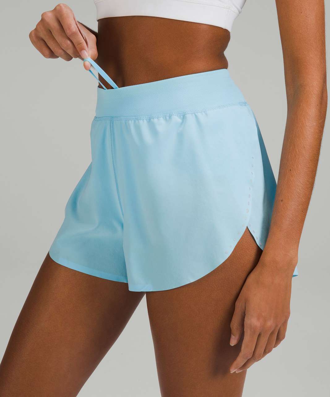 Find your pace short 3” // haven't seen much review on this, I think they  are pretty cute. Not see through in this color, but it has a pretty high  cut on