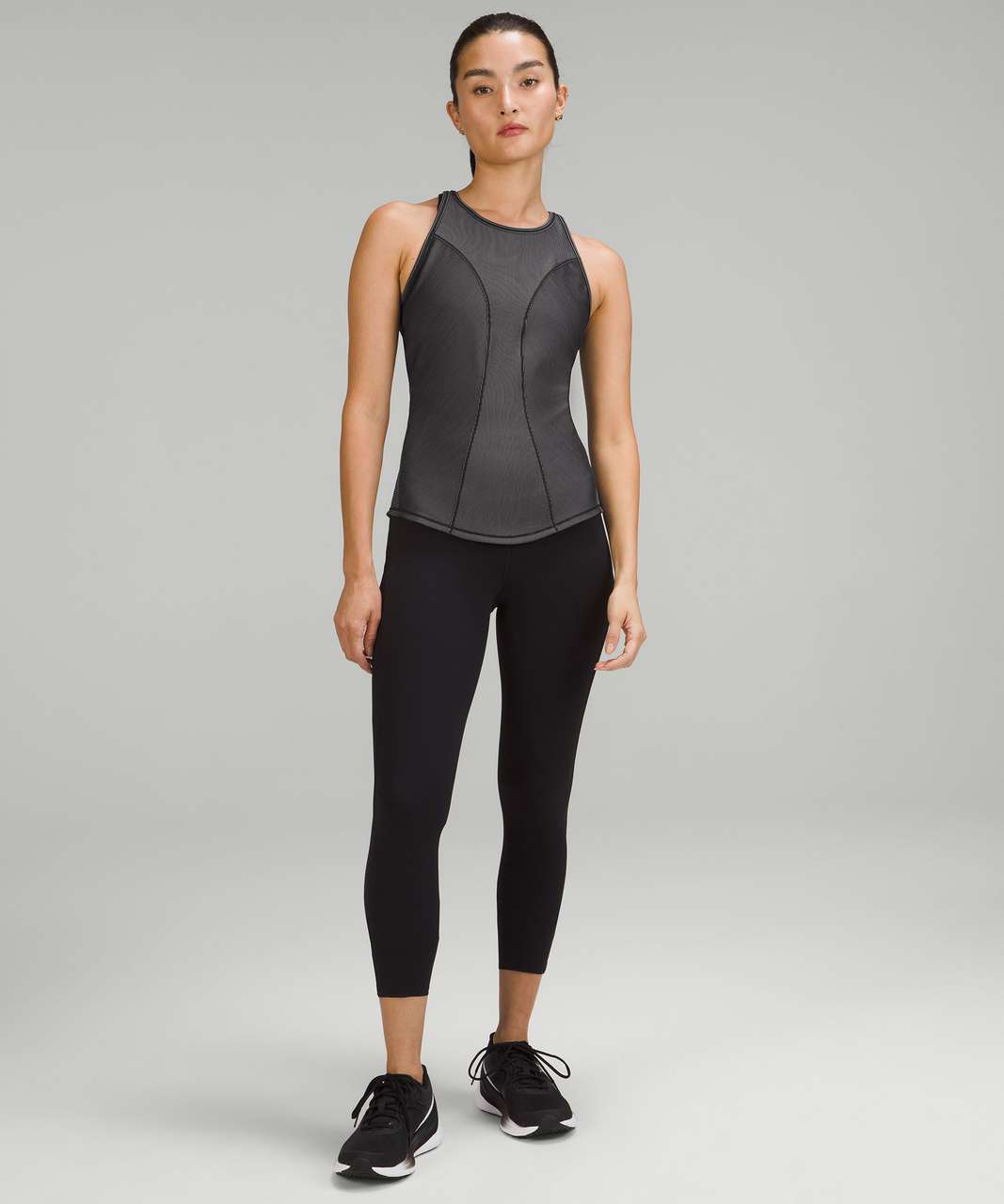 Lululemon Base Pace Two-Toned Ribbed Tank Top - Black / Gull Grey