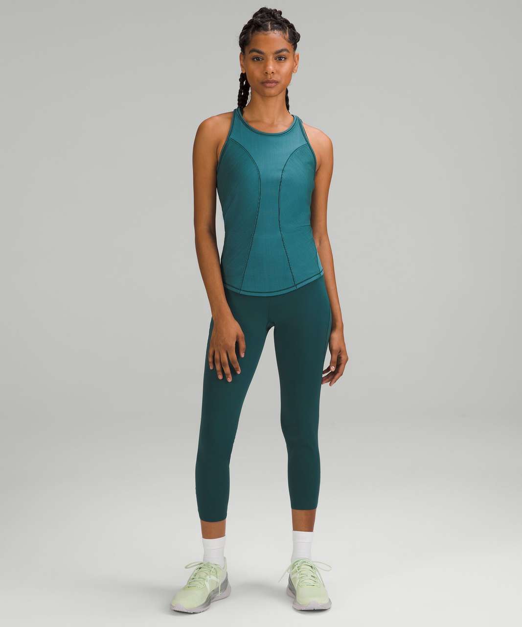 Lululemon Base Pace Two-Toned Ribbed Tank Top - Green Jasper