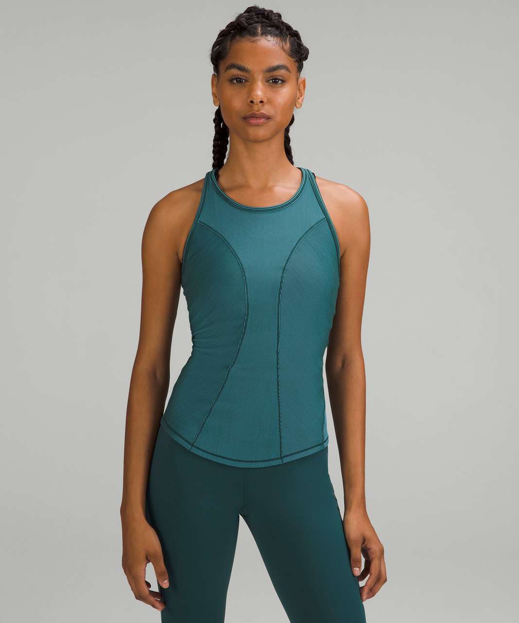 Lululemon Base Pace Two-Toned Ribbed Tank Top - Green Jasper 