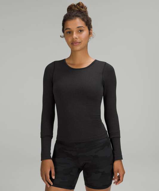 Lululemon Ebb to Street Long Sleeve Stretch Cropped Pullover Top Black Size  10