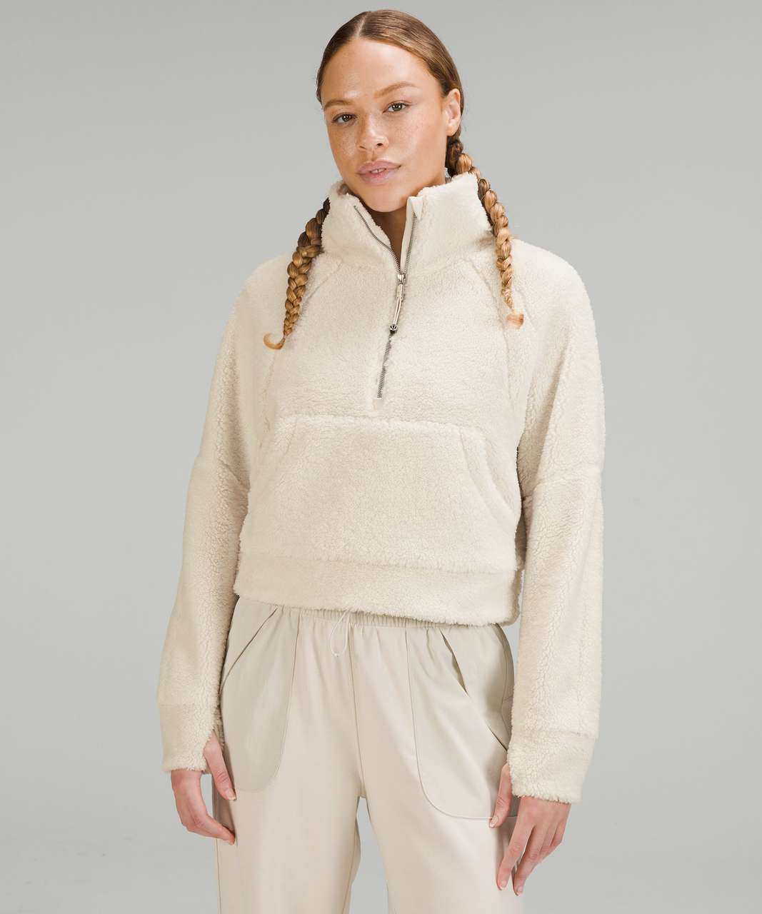 Lululemon Scuba Oversized Half-Zip Hoodie - White Opal - lulu fanatics