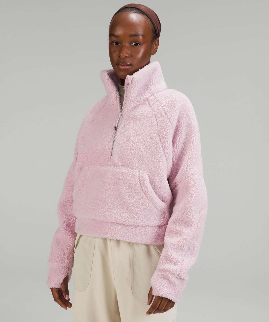 Lululemon Scuba Oversized 1/2 Zip Hoodie - Feather Pink - lulu fanatics