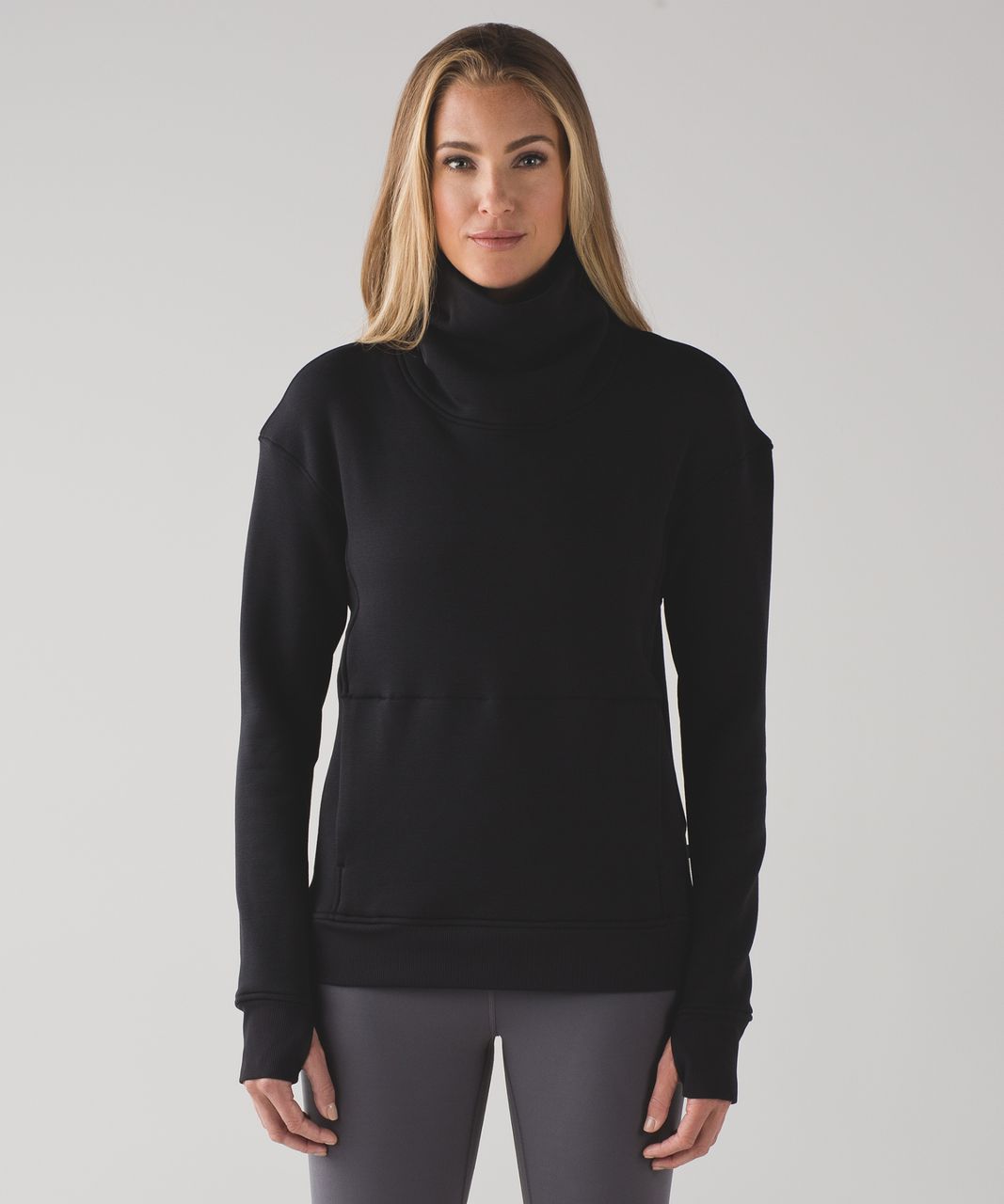 Lululemon Ribbed Funnel Neck Pullover - Heathered Black - lulu fanatics