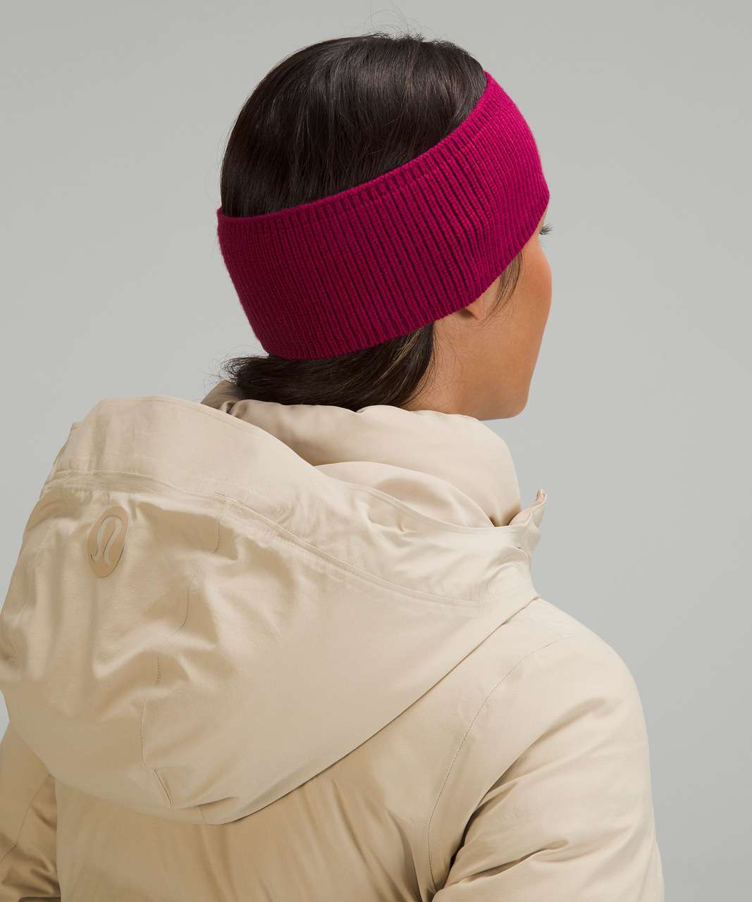 Lululemon Womens Ribbed Merino Wool-Blend Knit Ear Warmer - Pomegranate