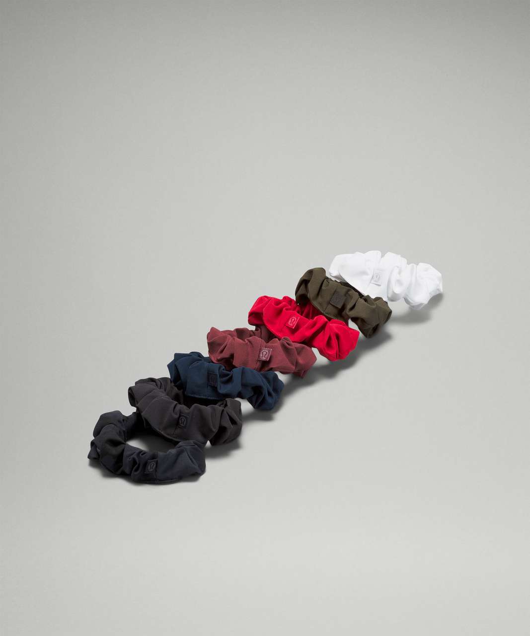 Lululemon Uplifting Scrunchie 7 Pack - Black / True Navy / Dark Olive / Red Merlot / Dark Red / White / Heritage 365 Camo Deep Coal Multi