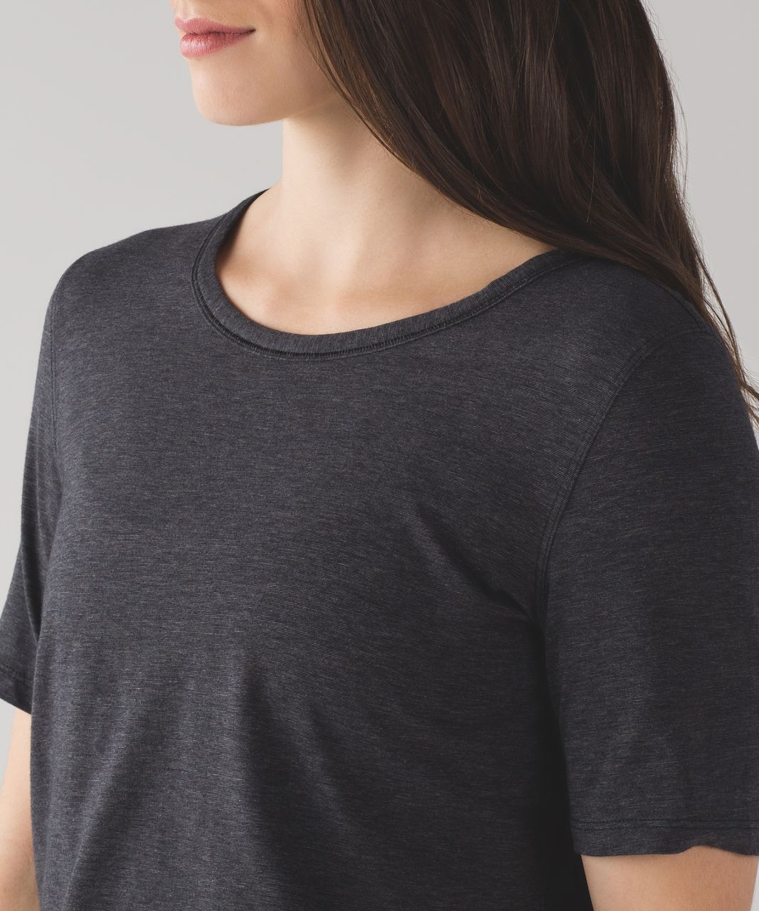 Lululemon Love Tee Crew II - Mini Stripe Heathered Pitch Grey Black