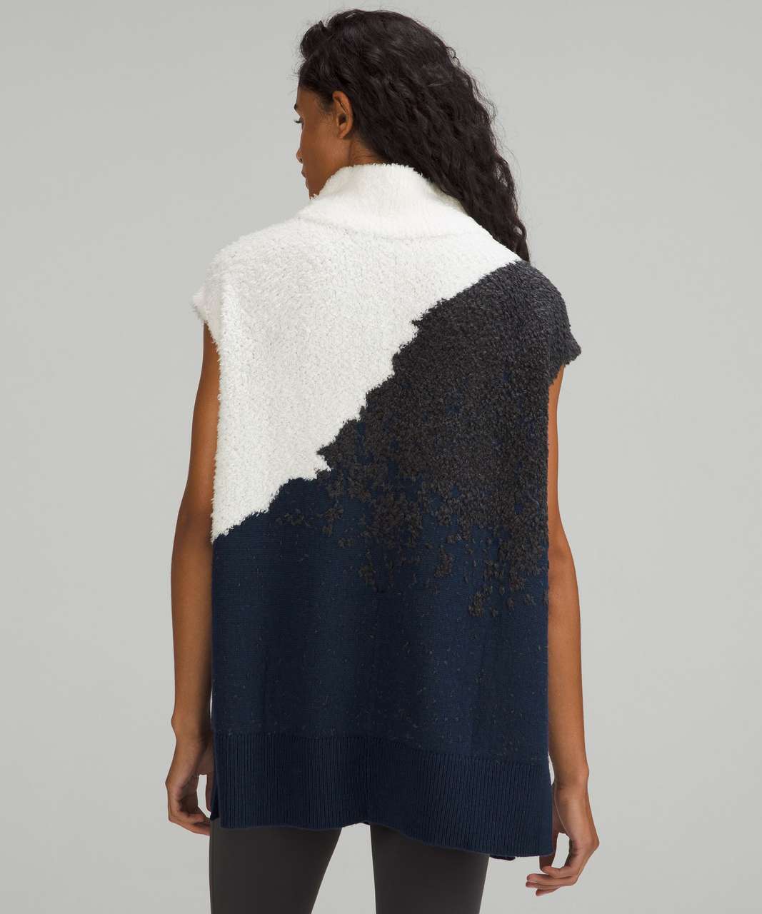 Lululemon Ombre Knit Textured Poncho - Bone / Mineral Blue / Graphite Grey