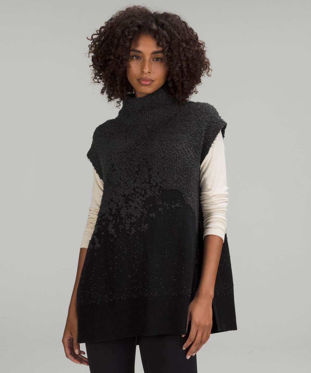 Lululemon Ombre Knit Textured Poncho - Black / Graphite Grey