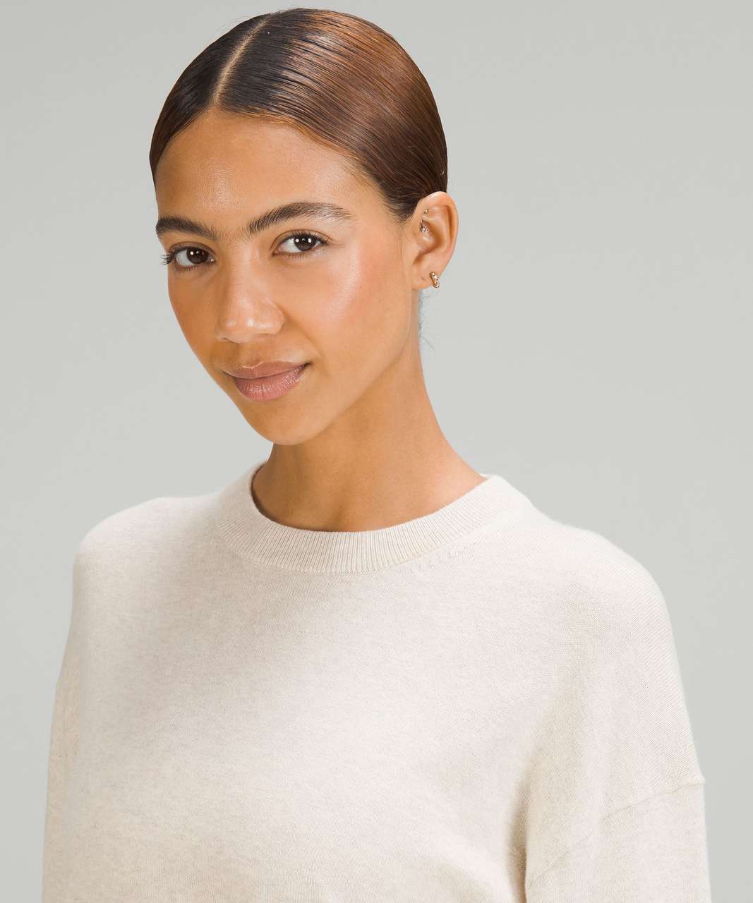 Lululemon Cotton-Cashmere Blend Crewneck Sweater - Heathered Natural Ivory