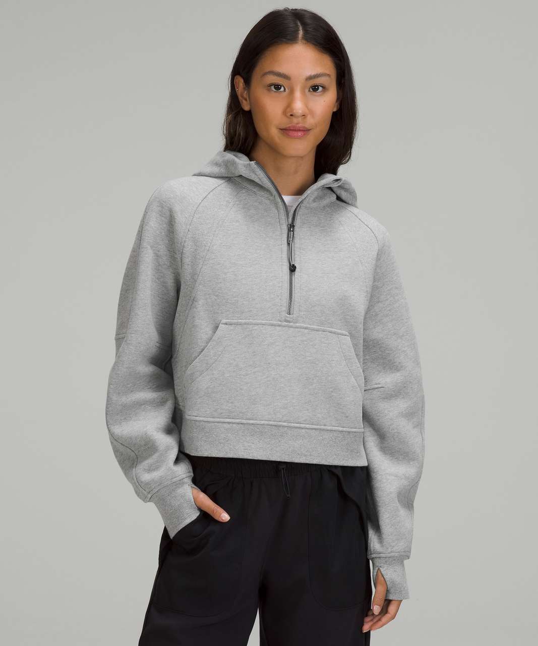 Lululemon Scuba Oversized Half-Zip Hoodie - Heathered Core Medium Grey - lulu  fanatics