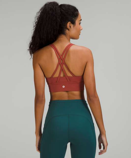 Lululemon Size 2 Energy Bra Long Line Textured Dark Red DKRD Run Yoga Med  B/C