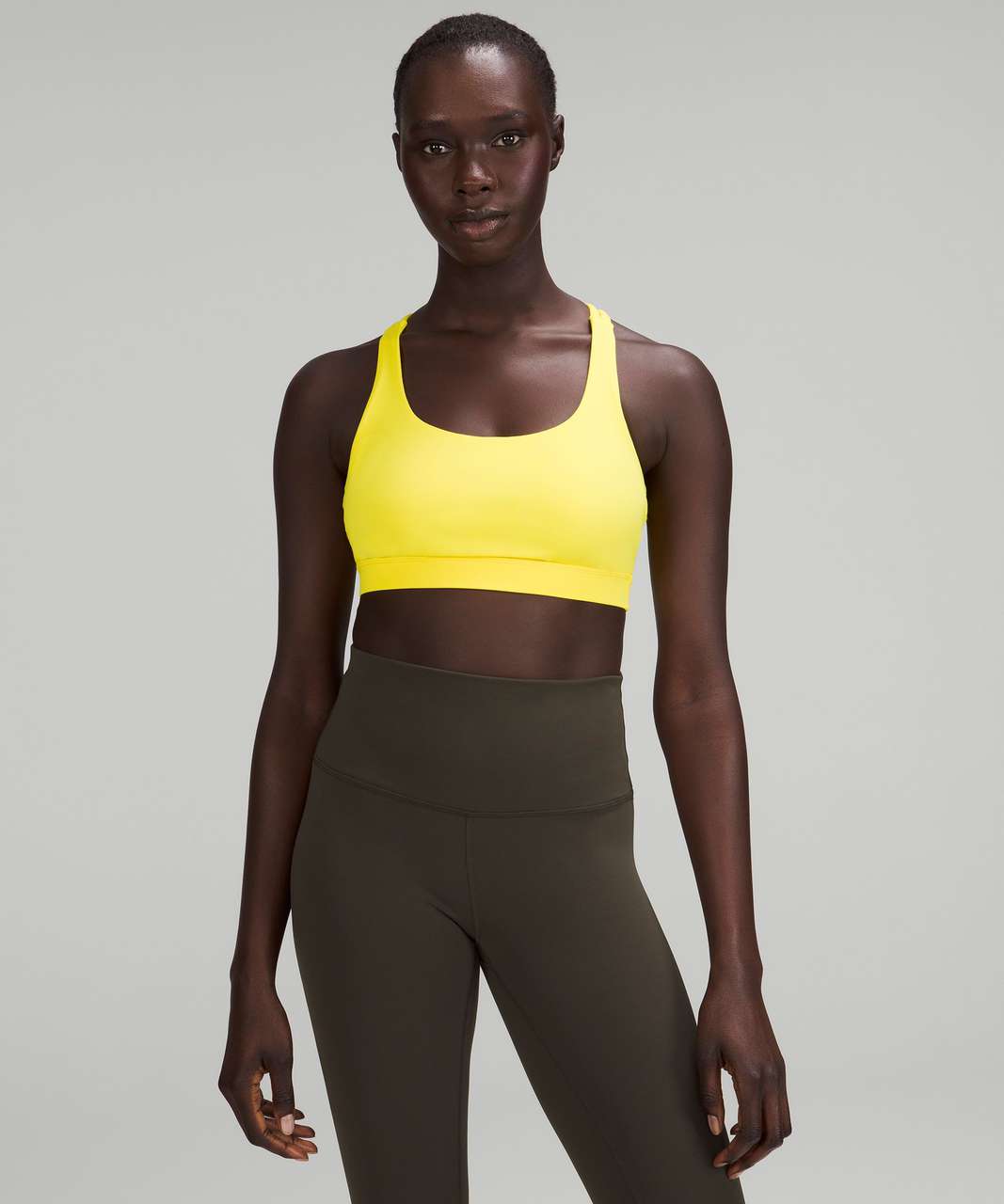 Lululemon Women's Energy Bra Sportsbra Antidote Yellow Strappy