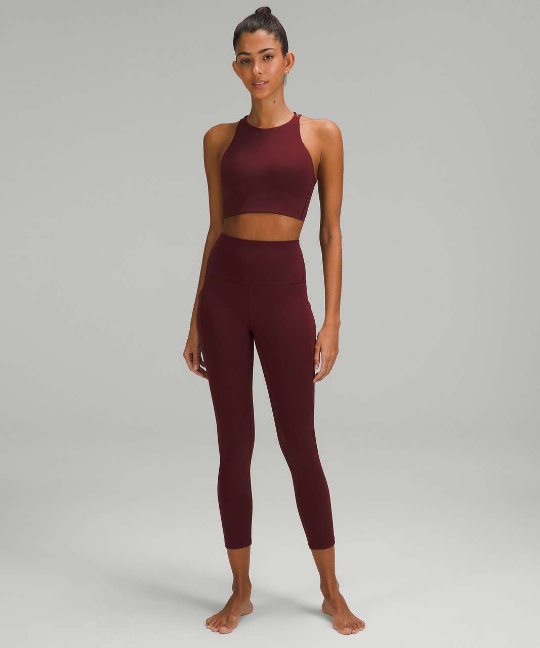 Lululemon Like a Cloud High-Neck Longline Bra *Light Support, B/C Cup - Red  Merlot - lulu fanatics