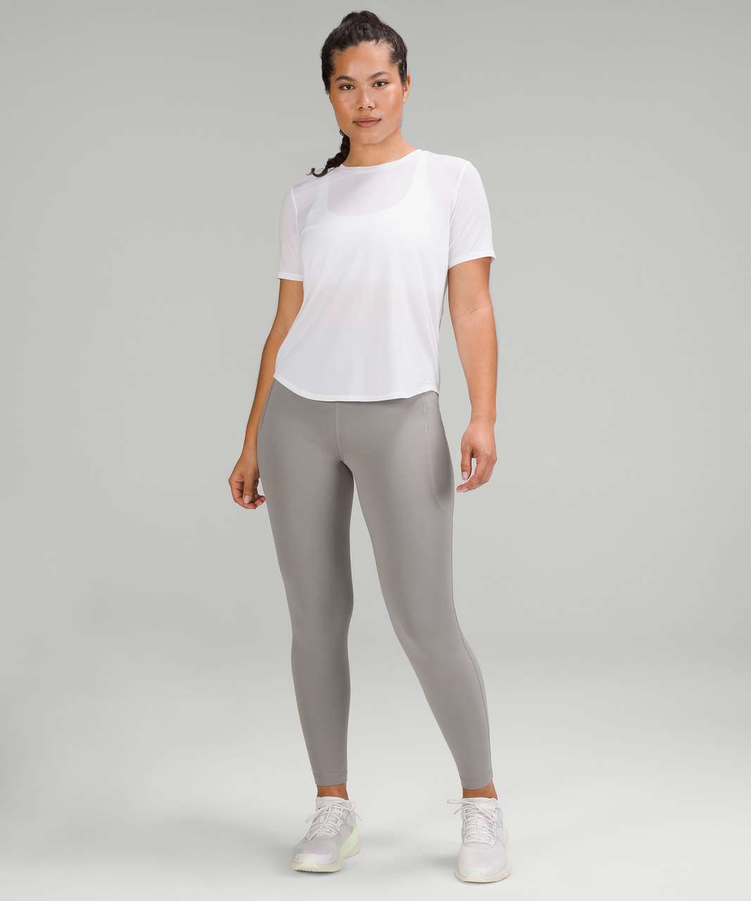 Lululemon Womens Gray Zipper Pocket Hustle Crop Luxtreme Leggings