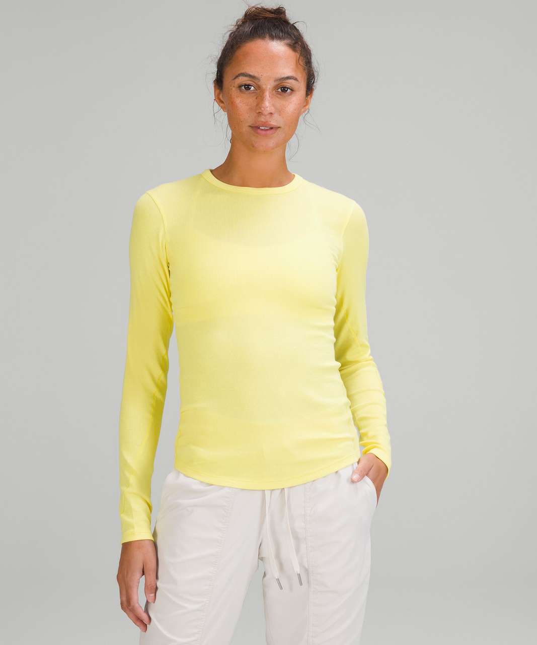 Lululemon Athletica Yellow Long Sleeve Shirt Activewear Running Women's ~8/10