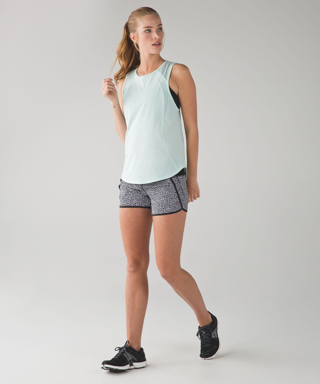 Lululemon Run Times Short (4") - Miss Mosaic Black / Black