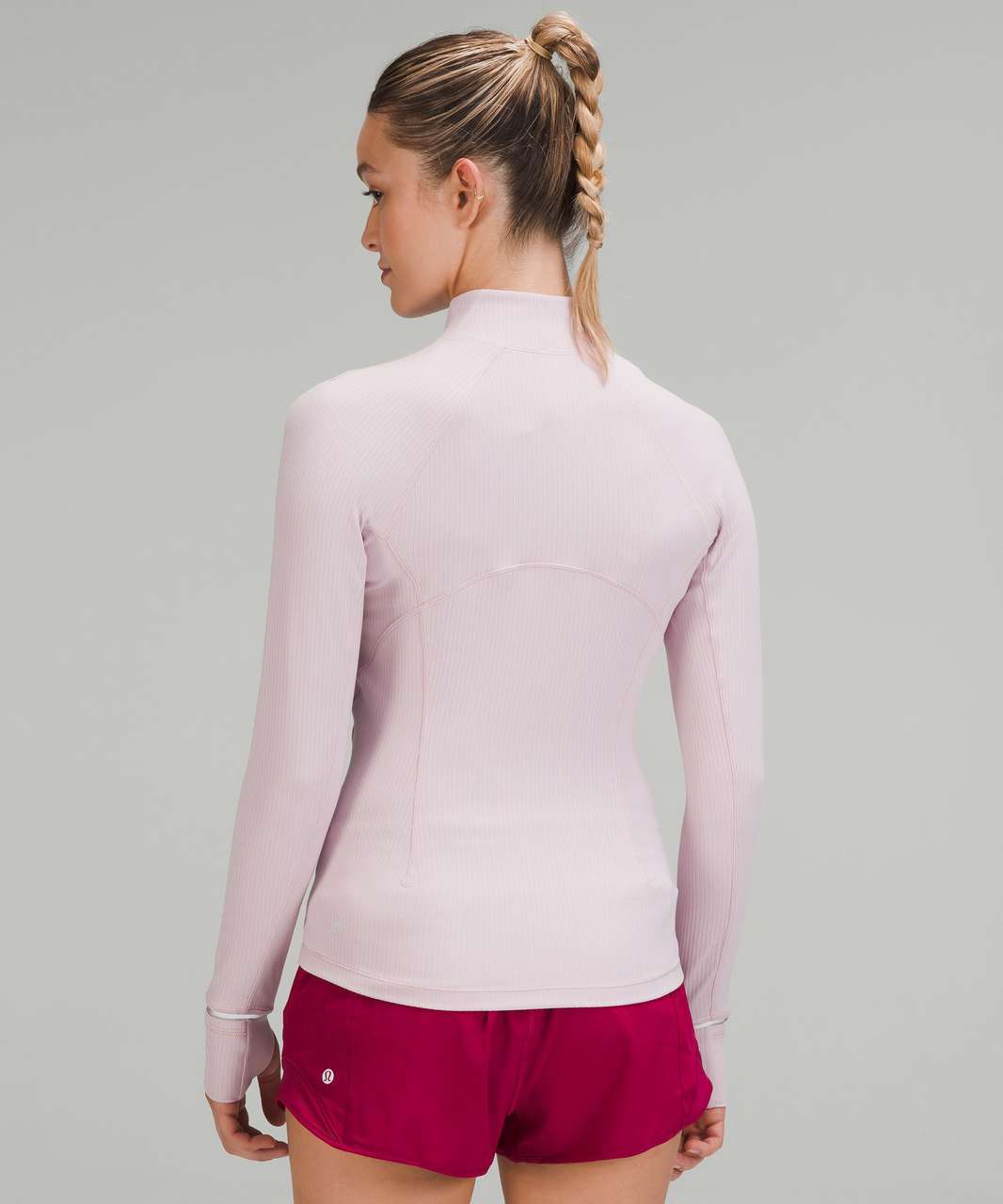 Lululemon Its Rulu Run Ribbed Half Zip - Pink Peony - lulu fanatics