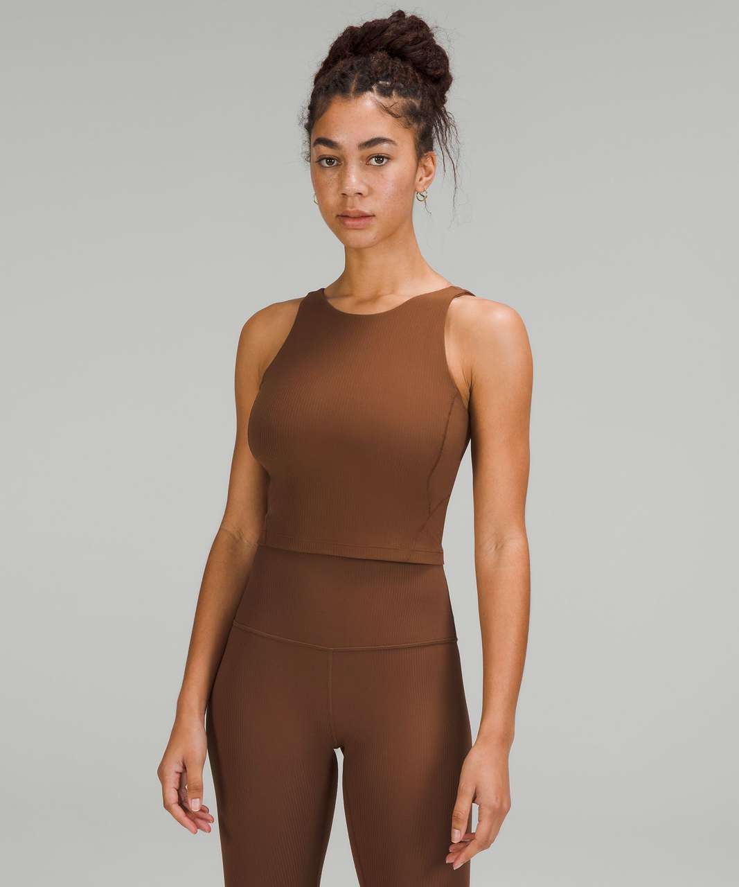 Lululemon Align Ribbed High-Neck Tank Top - Roasted Brown - lulu fanatics