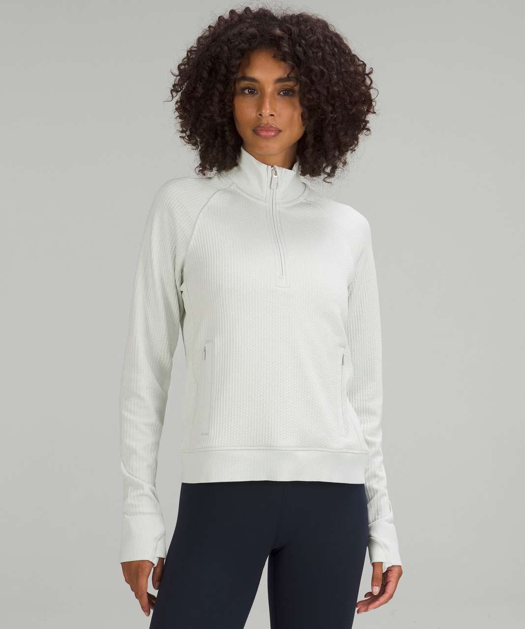 Cloudy Saturday Outfit: Scuba Funnel Neck Half Zip in White Opal