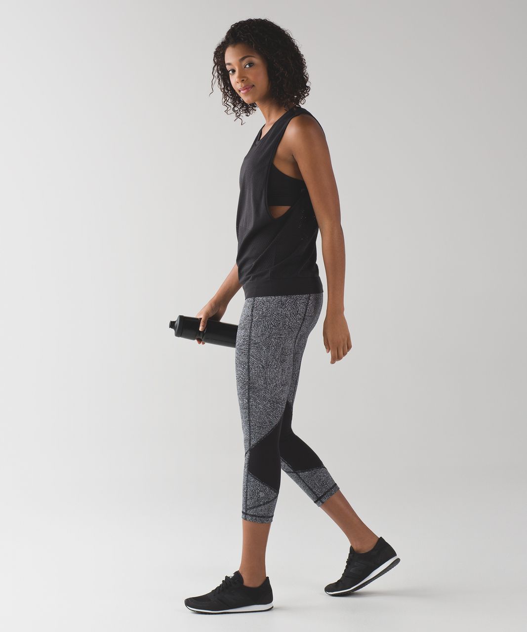 Lululemon Pace Rival Crop (19") - Line Up White Black / Black