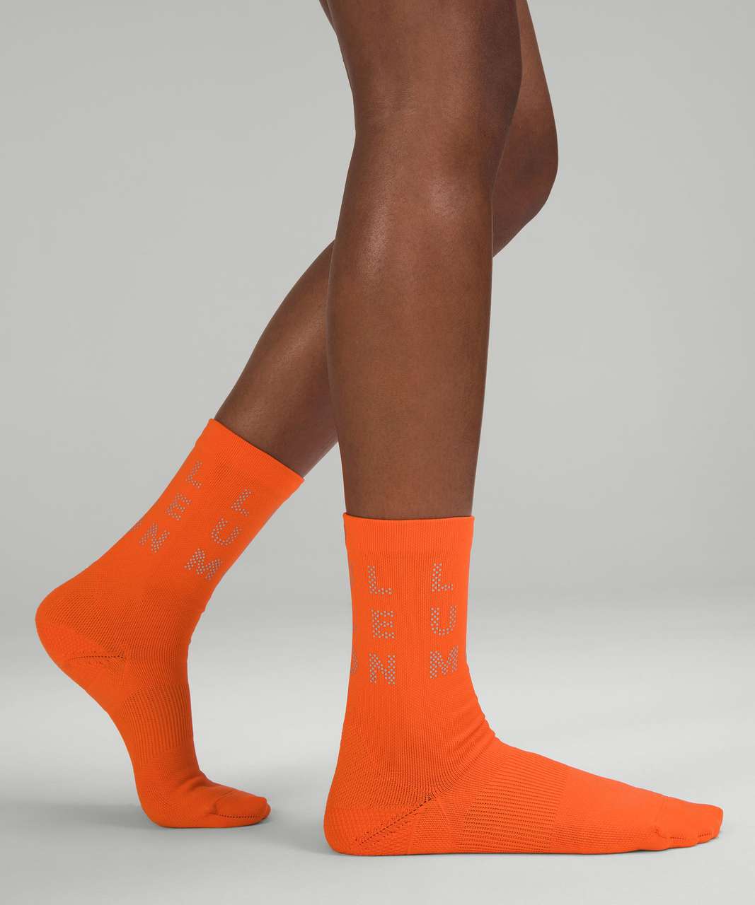 Lululemon Womens Power Stride Crew Sock *Reflective - Blaze Orange