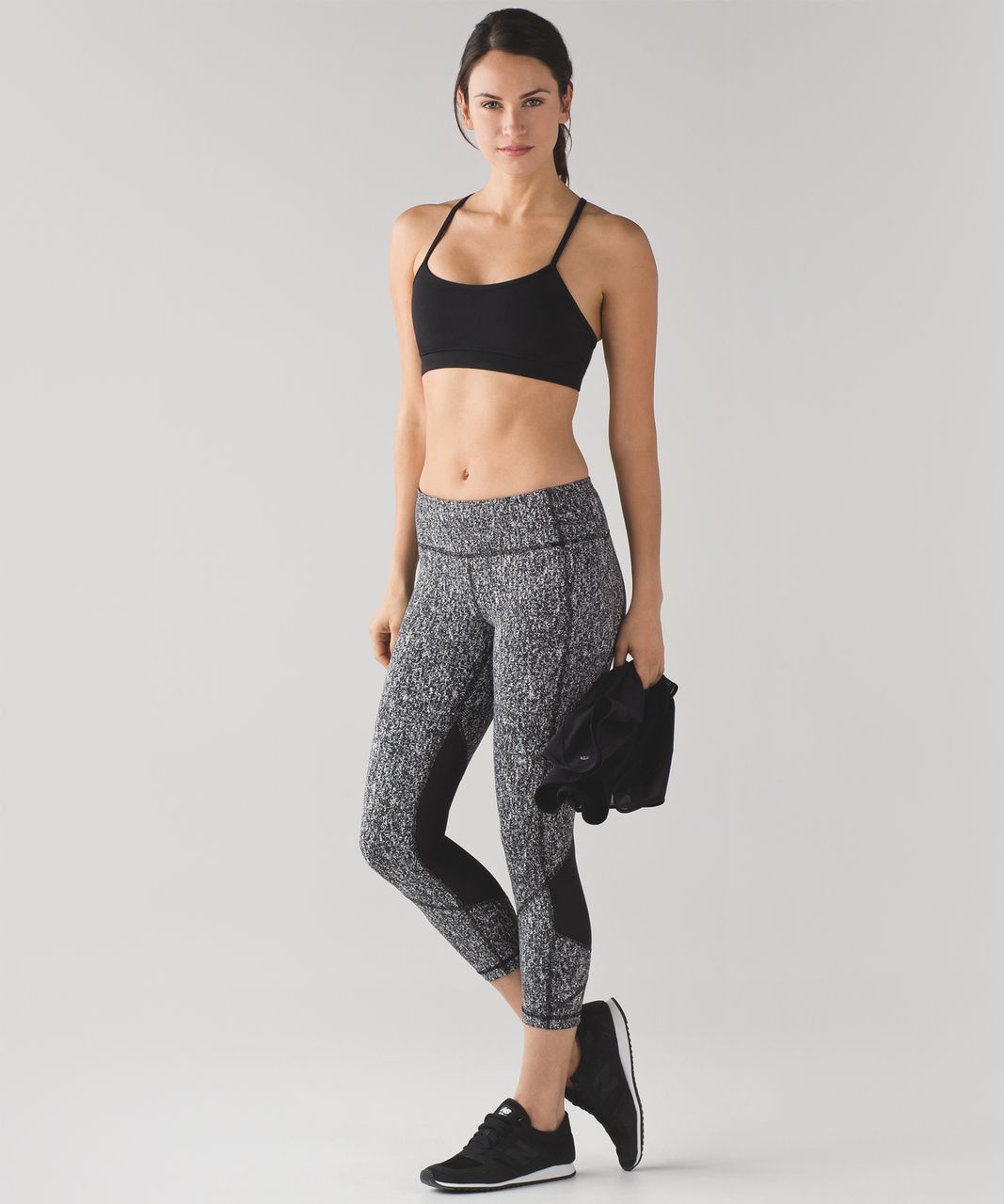 Lululemon Pace Rival Crop (19") - Power Luxtreme Suited Jacquard Black White / Black