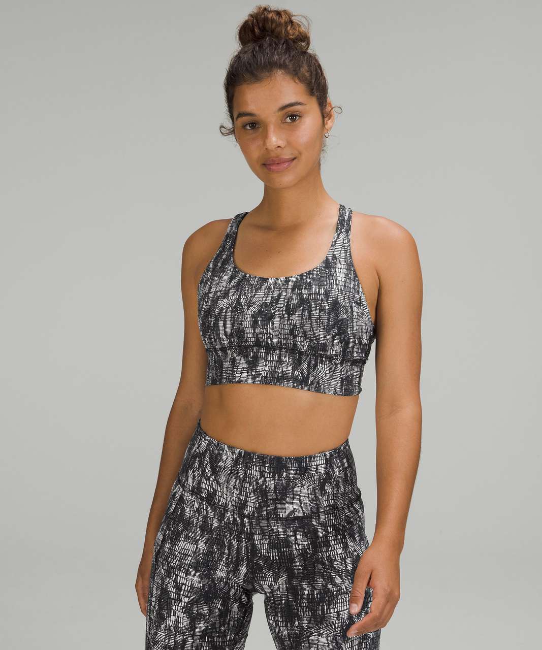 Lululemon Energy Longline Bra *Medium Support, B–D Cups - Lino Slide Alpine White Black