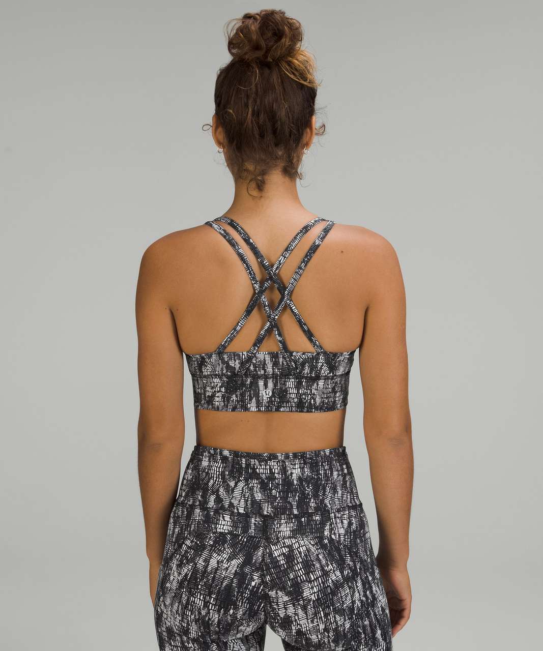 Lululemon ENERGY Bra Static Mist Black White Yoga Sports Criss