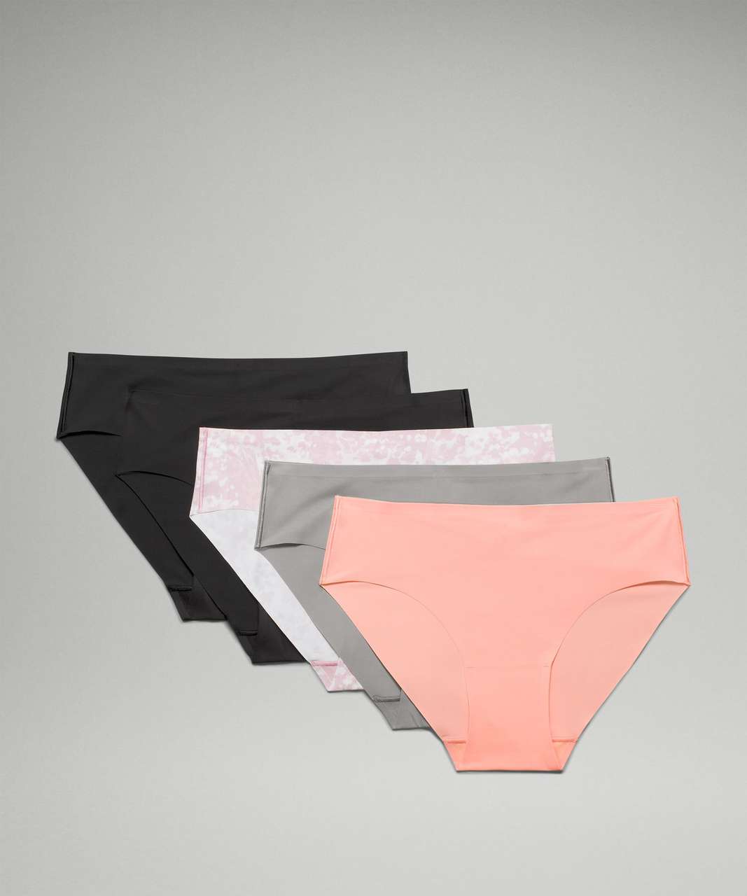 Lululemon InvisiWear Mid-Rise Bikini Underwear 5 Pack - Black / Black / Dew  Pink / Gull Grey / Engrave WP Mini Pink Peony - lulu fanatics