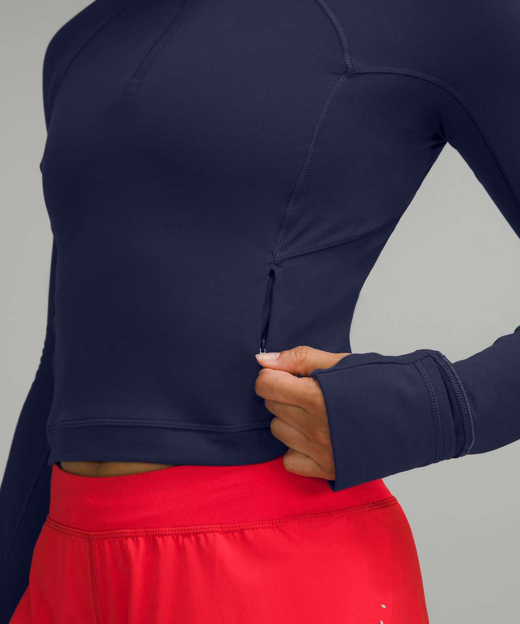 Lululemon Its Rulu Run Cropped Half Zip - Night Sea - lulu fanatics