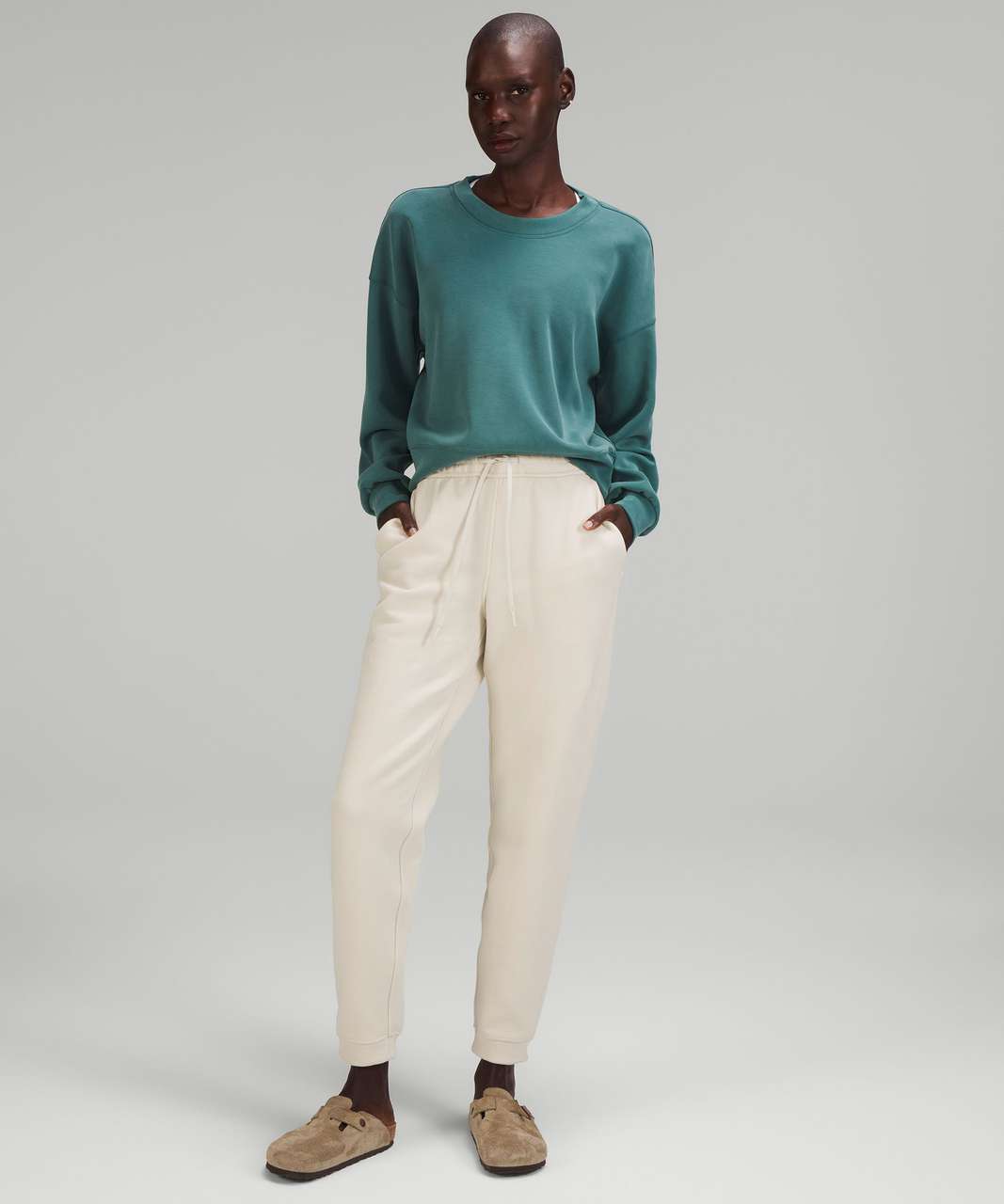 Lululemon Perfectly Oversized Cropped Crew *Softstreme - Green Jasper