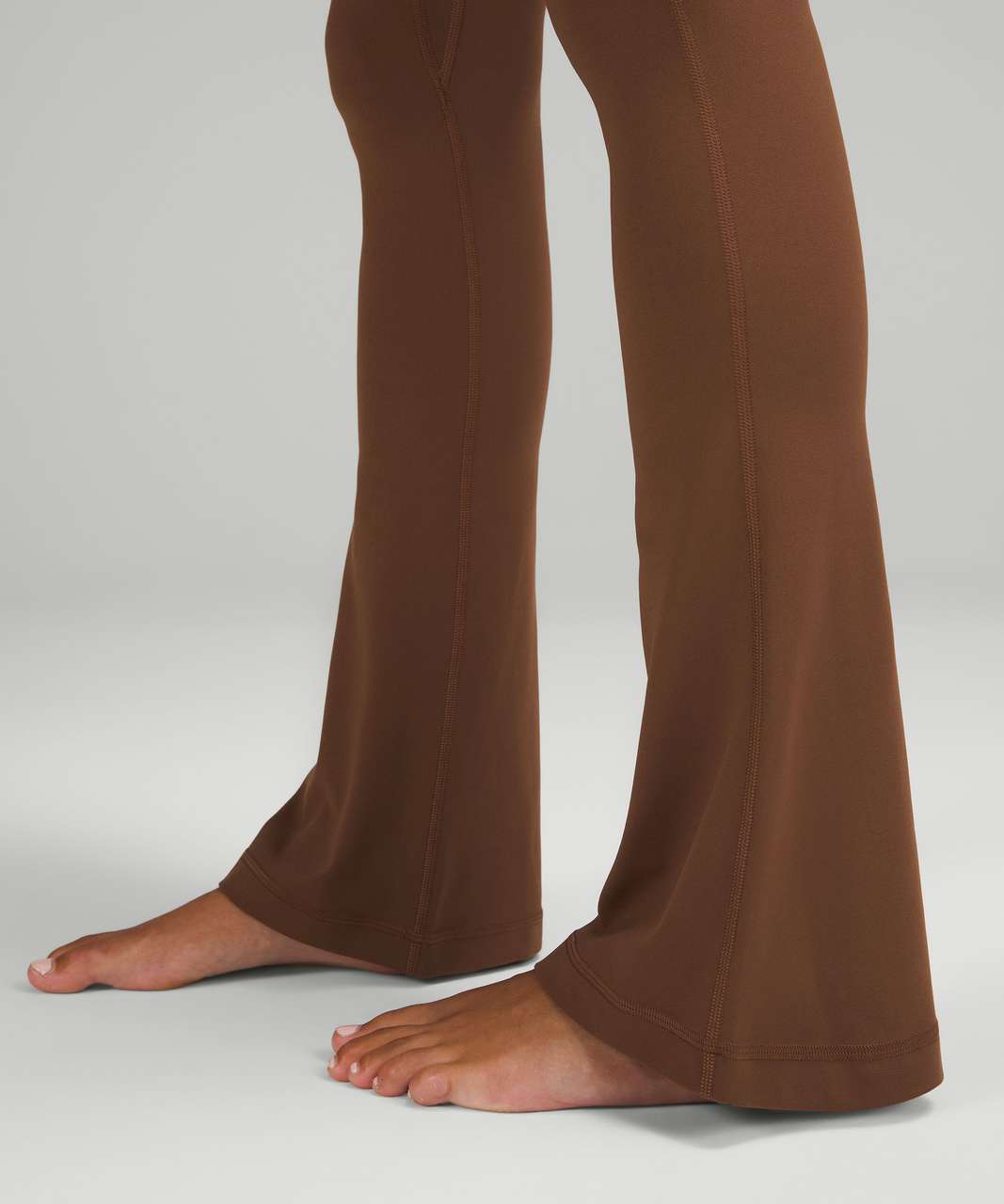 High Waisted Hook On Side Split Fitted Flare Trouser Brown I Lily Lulu