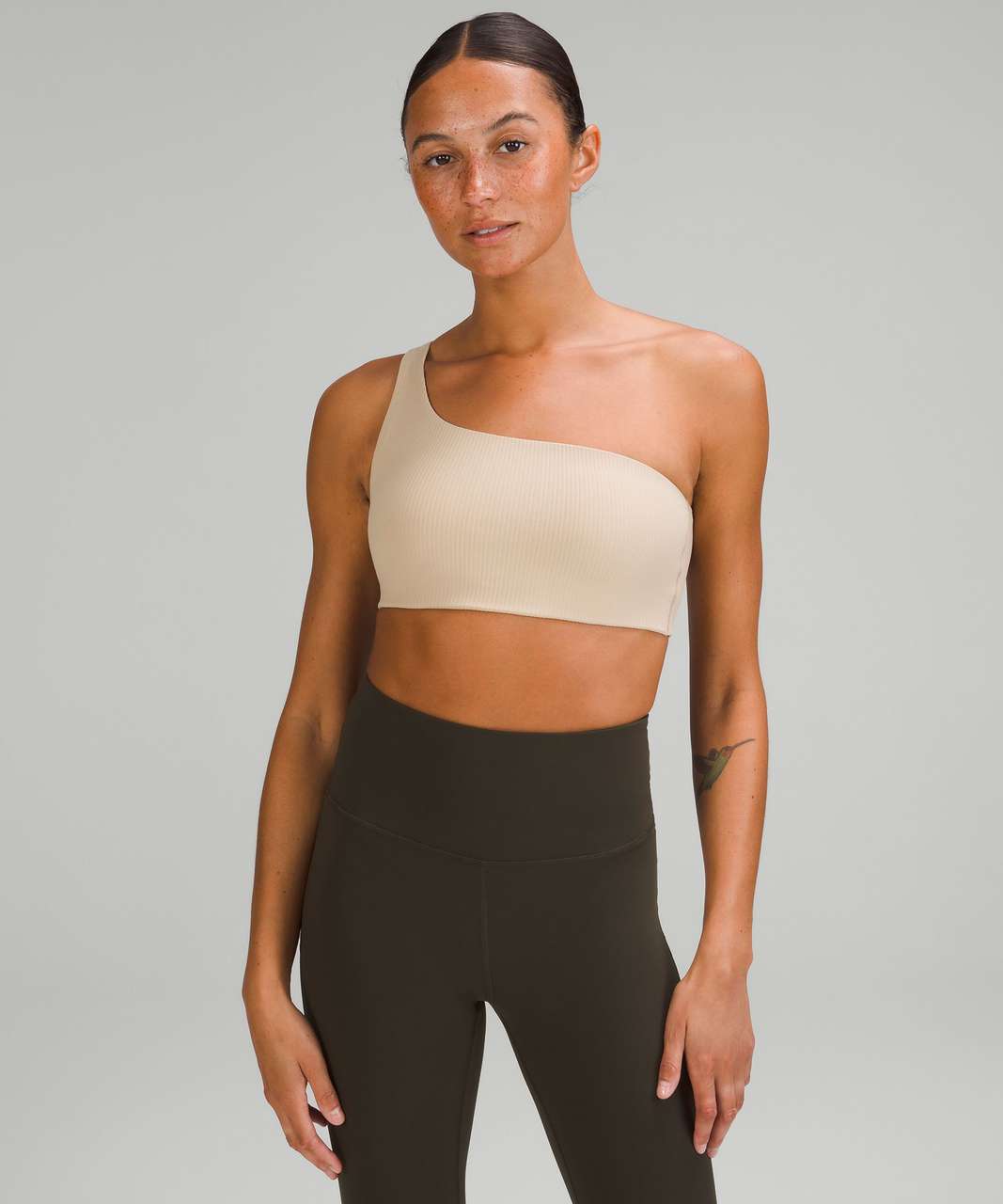 Lululemon Ribbed Nulu Asymmetrical Yoga Bra *Light Support, A/B Cup - Trench