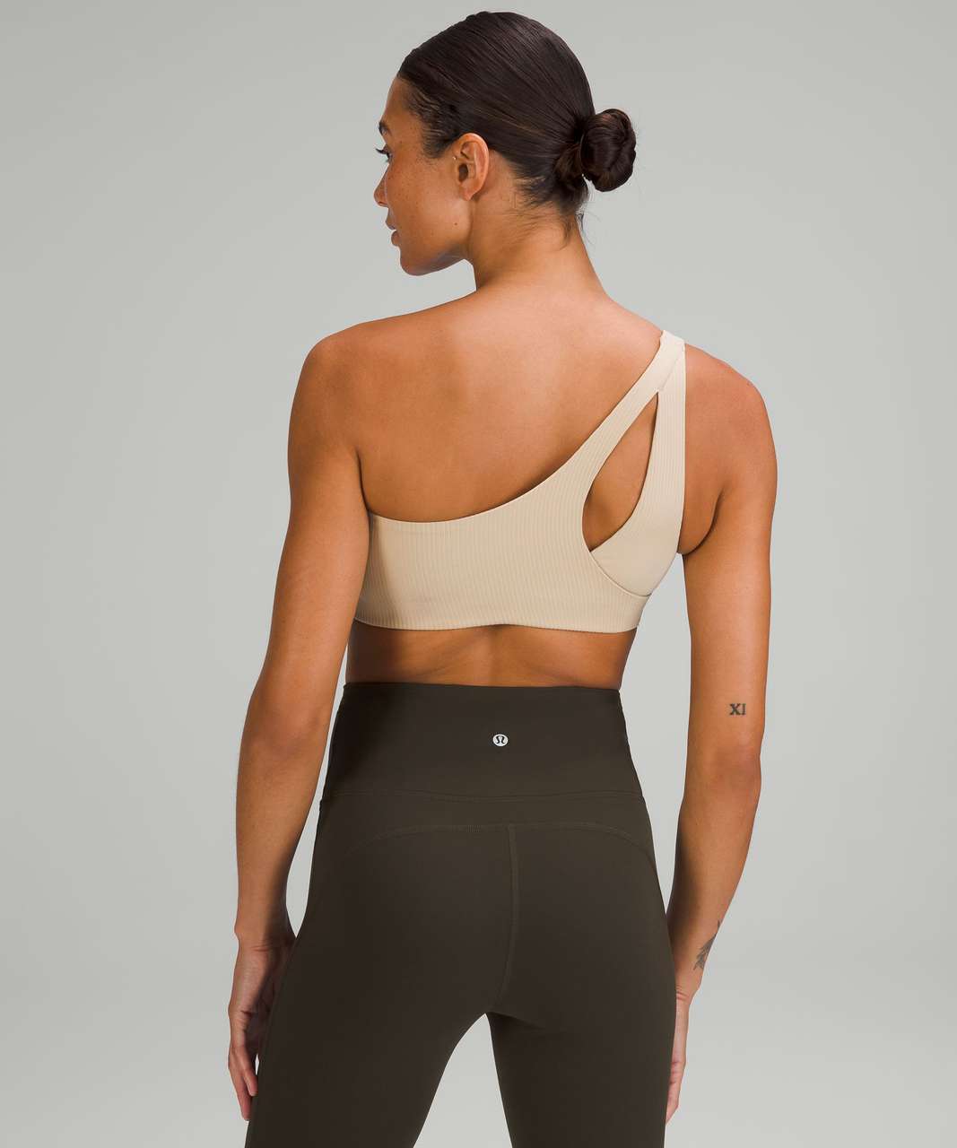 Lululemon Ribbed Nulu Asymmetrical Yoga Bra *Light Support, A/B Cup - Trench
